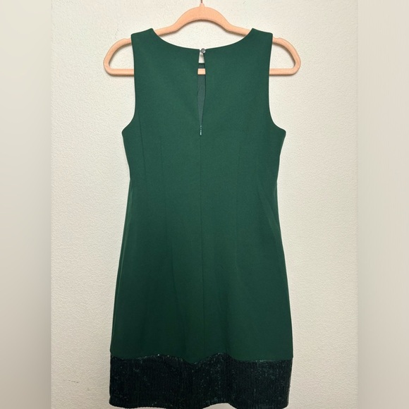 Vince Camuto Dark Hunter Green Sequin Embellished Hem Sleeveless Sheath Dress 8 - Picture 7 of 8
